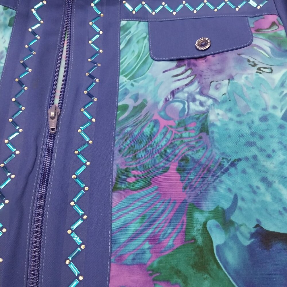 3372 Size Large Gepetto Pant set Royal Blue, Purple with Jewels down the front. - Picture 3 of 9
